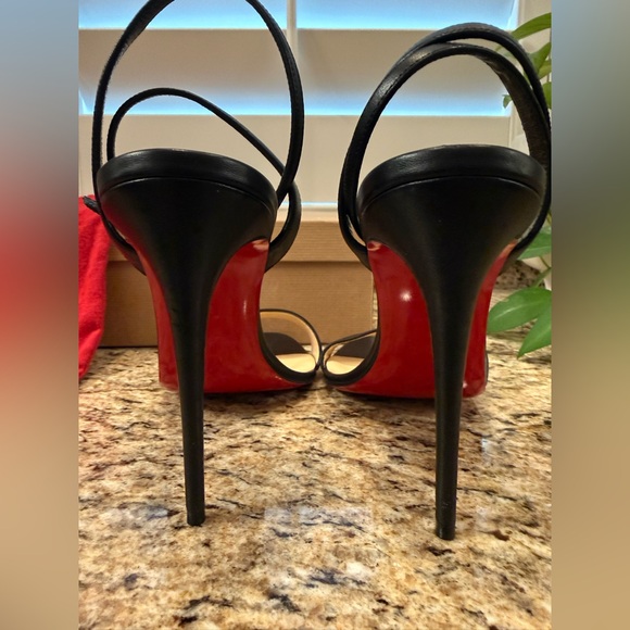Christian Louboutin LoubiGirl 100 Black Leather Heels Size 41 - Picture 9 of 13